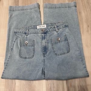 Tribal Jeans Light Blue Cropped Wide leg Denim